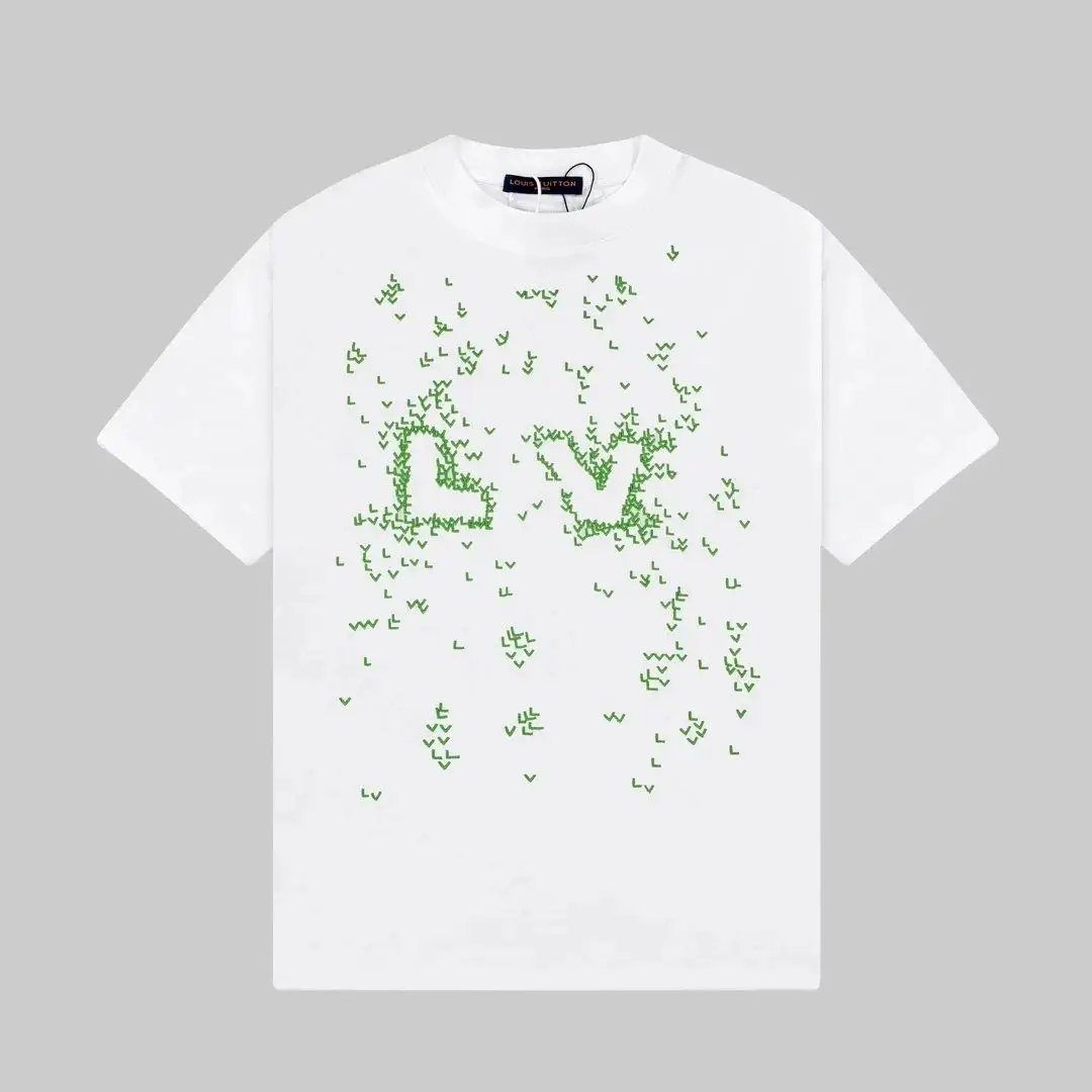 Louis Vuitton Men's Navy Blue T-Shirt with Logo Variations - Luxury Fashion vista 3